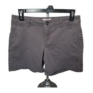Maurices SZ 4 Shorts Denim Charcoal Gray Flat Front Low Rise Stretch Grey